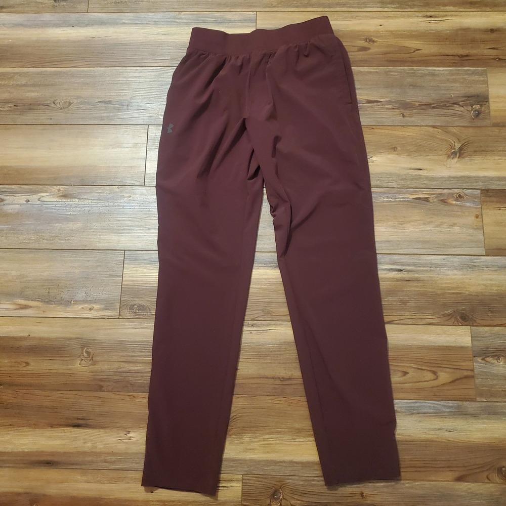 Under Armour Mens Fitted Athletic Pants Maroon Burgundy Size Medium